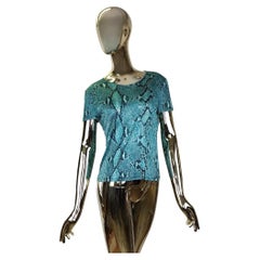 Gucci S/S 2000 blue snakeskin python print t-shirt