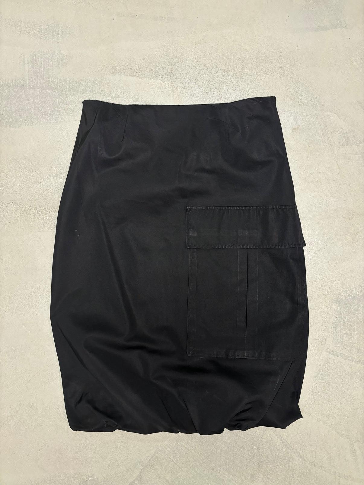 Black Gucci S/S 2001 black cargo balloon skirt For Sale