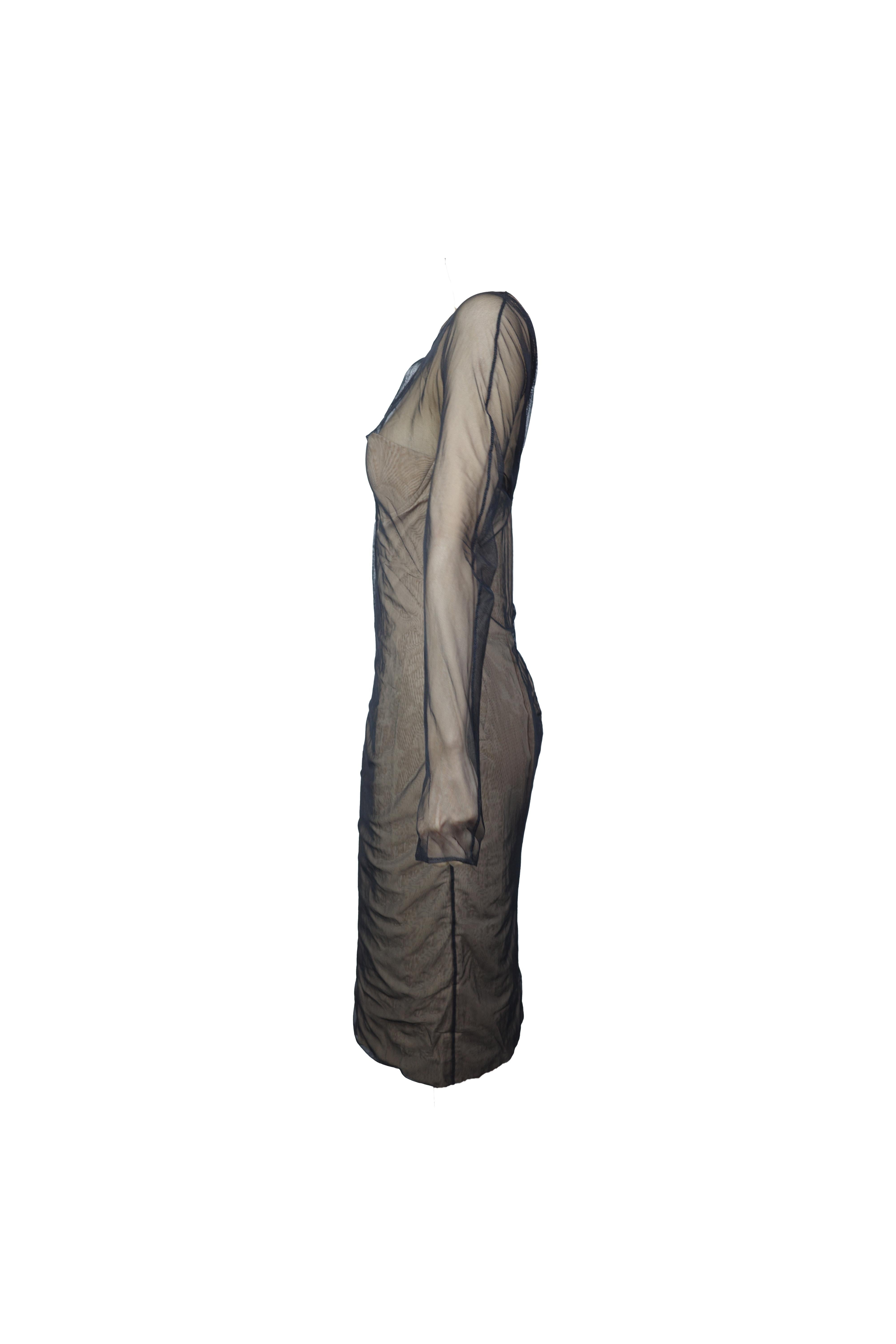 GUCCI S/s 2001 Schwarzes langärmeliges Kleid mit Korsett MET Stück im Angebot 2