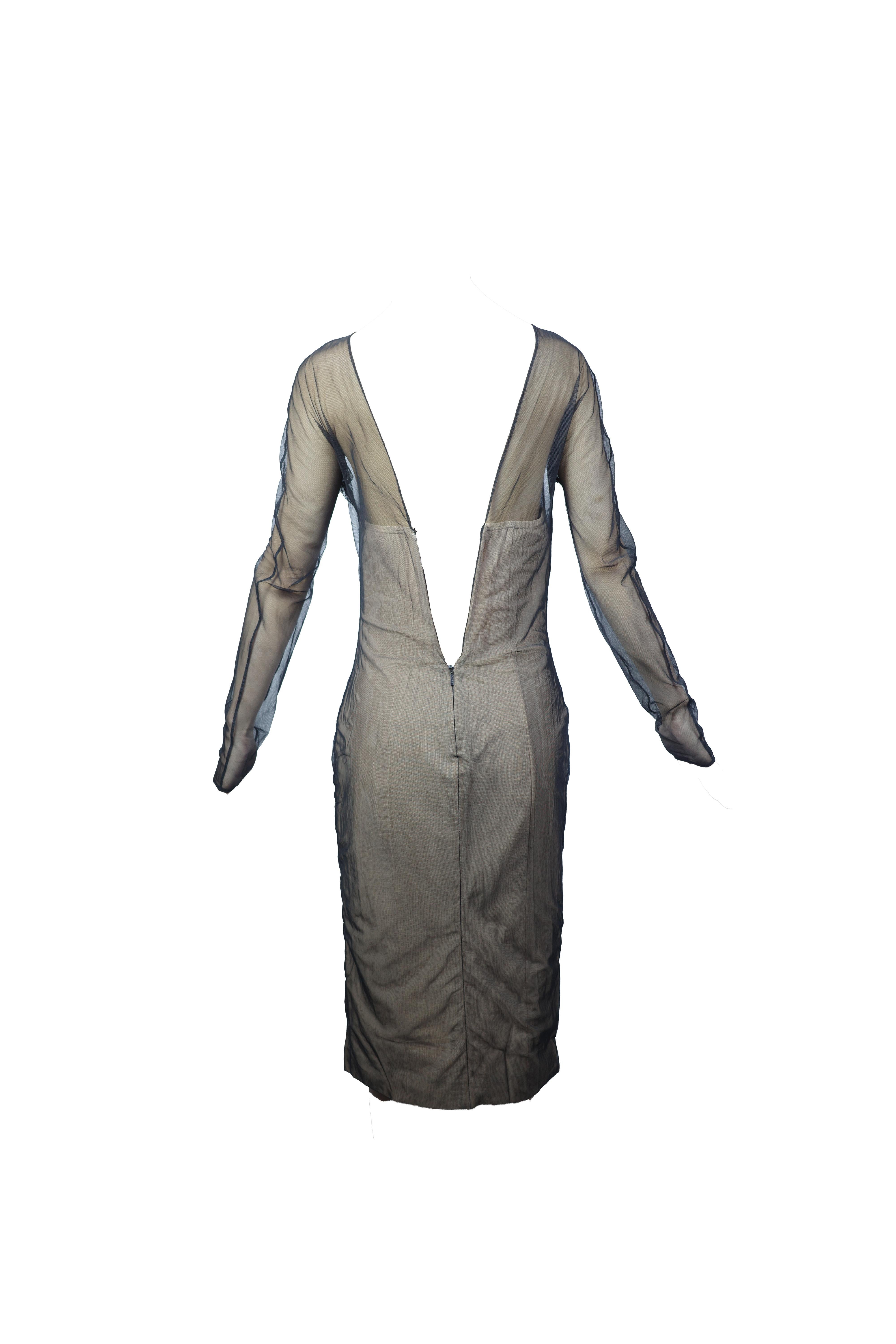 GUCCI S/s 2001 Schwarzes langärmeliges Kleid mit Korsett MET Stück im Angebot 4