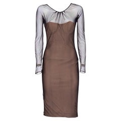 GUCCI S/s 2001 Sheer Black Long-Sleeve Corseted Dress MET piece