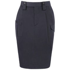 GUCCI S/S 2001 TOM FORD Navy Blue Silk Twill Cargo Pocket Pencil Skirt NWT