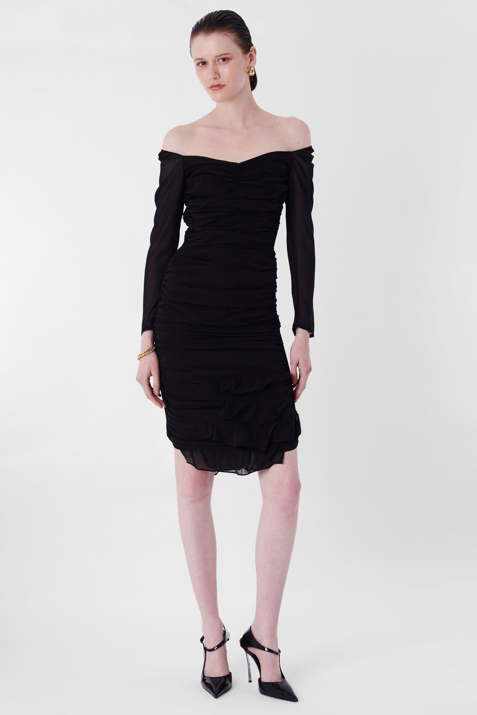 Gucci S/S 2003 Ruched Black Mini Dress In Excellent Condition In London, GB