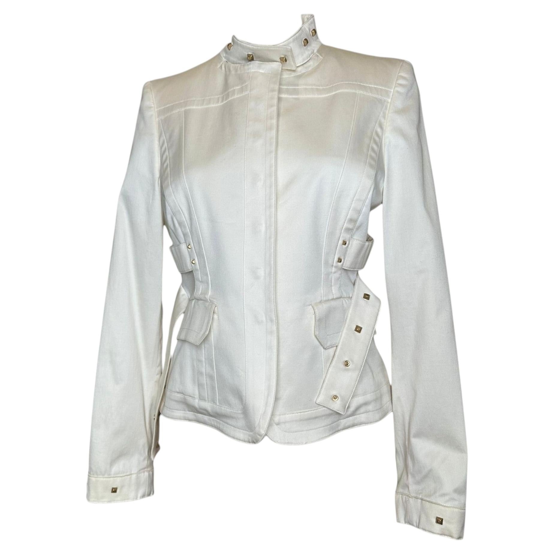 Gucci S/S 2004 White Cotton Studded Military Jacket