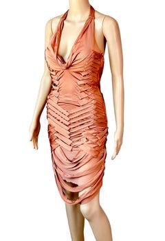 Gucci S/S 2005 Fringed Plunging Cutout Backless Mini Dress