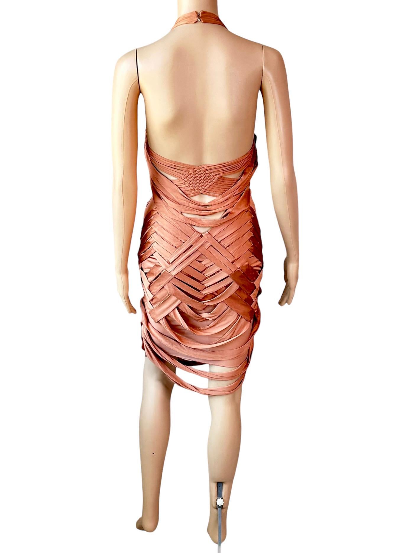 Women's or Men's Gucci S/S 2005 Fringed Plunging Cutout Backless Mini Dress