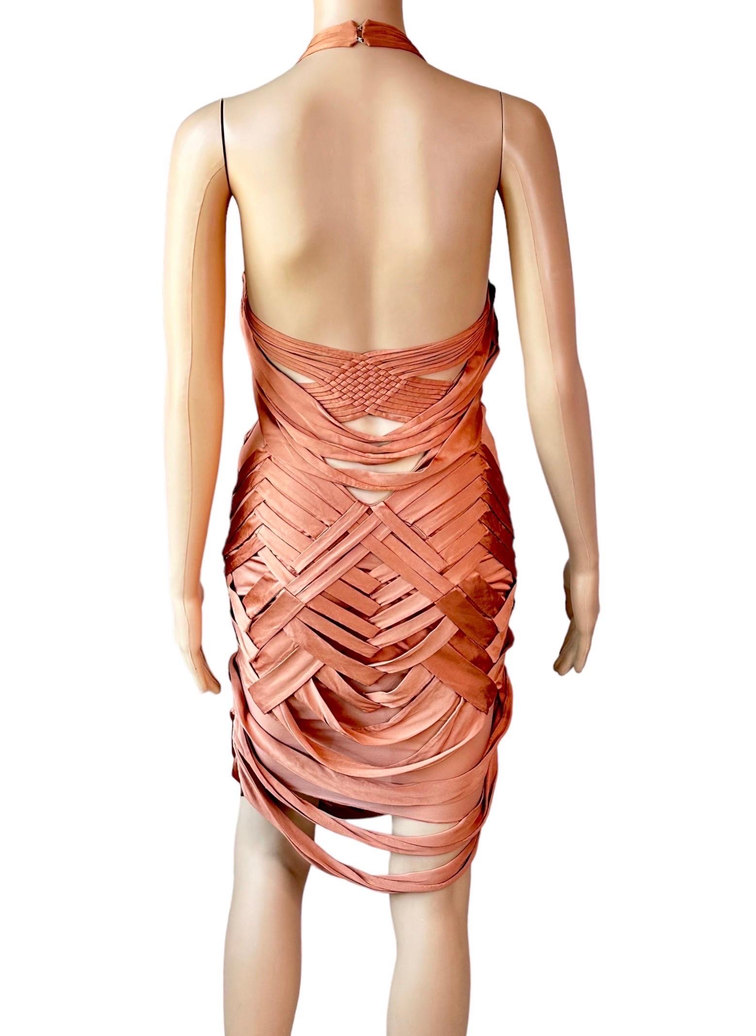 Gucci S/S 2005 Fringed Plunging Cutout Backless Mini Dress 4