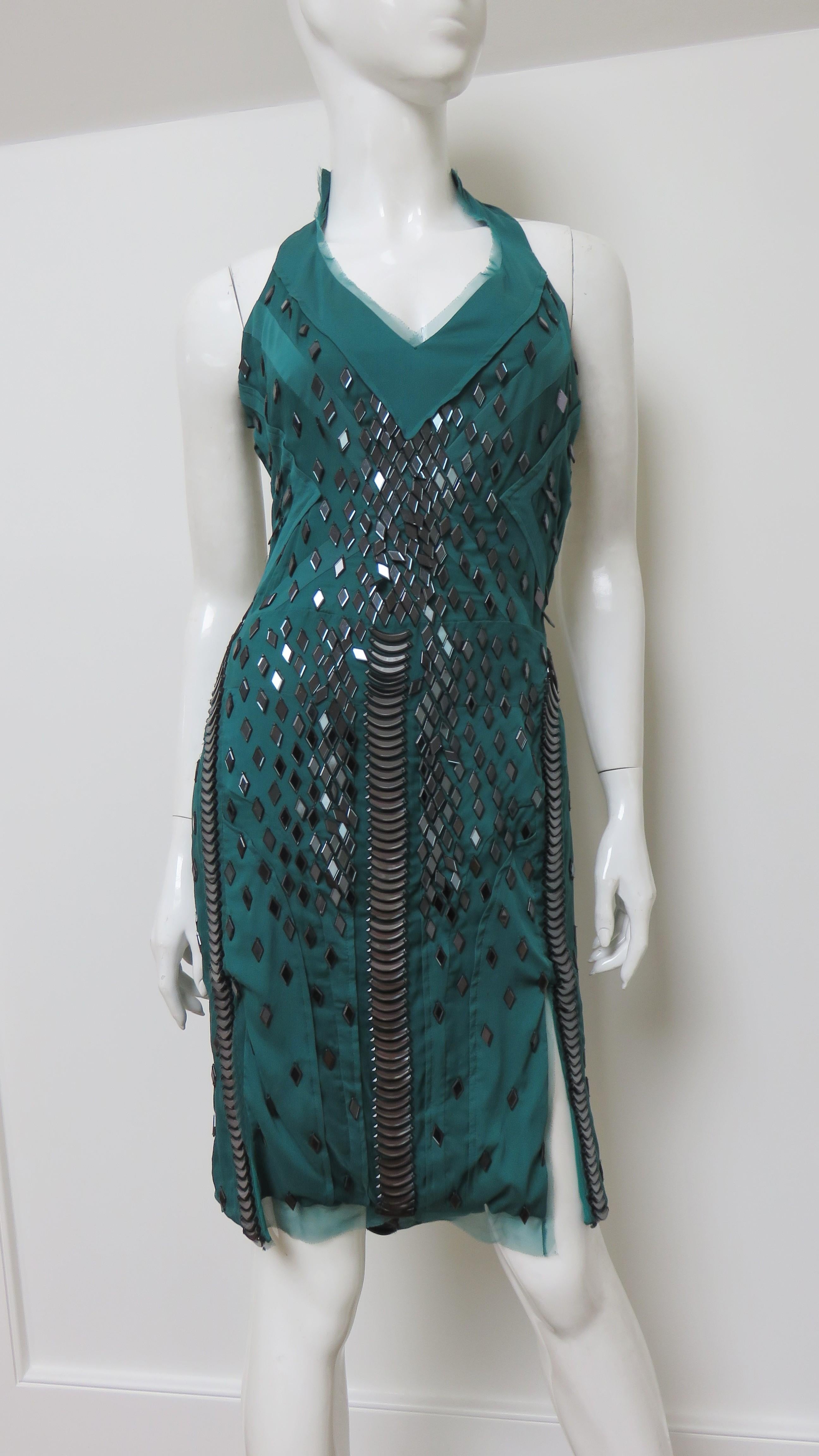  Gucci S/S 2005 New Silk Backless Dress with Appliques For Sale 4