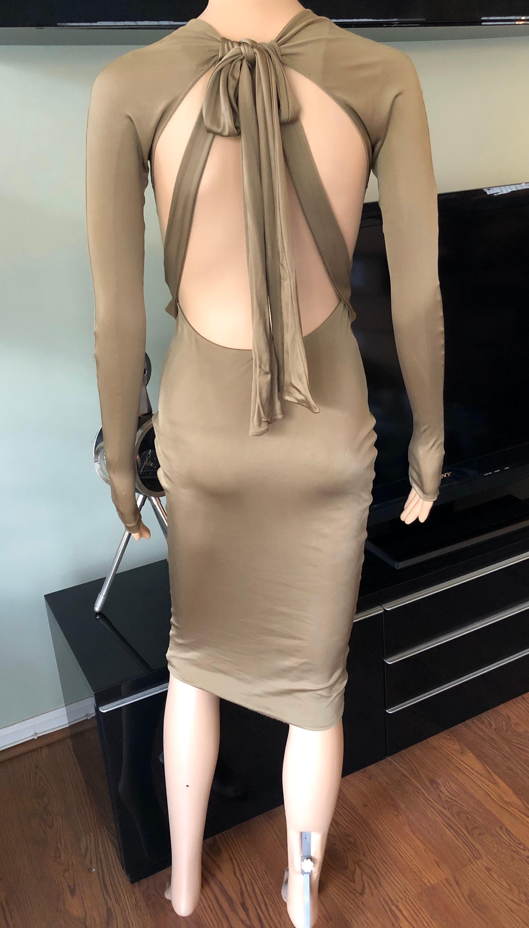 Gucci S/S 2005 Tom Ford Sexy Plunging Cutout Backless Bodycon Dress Size M