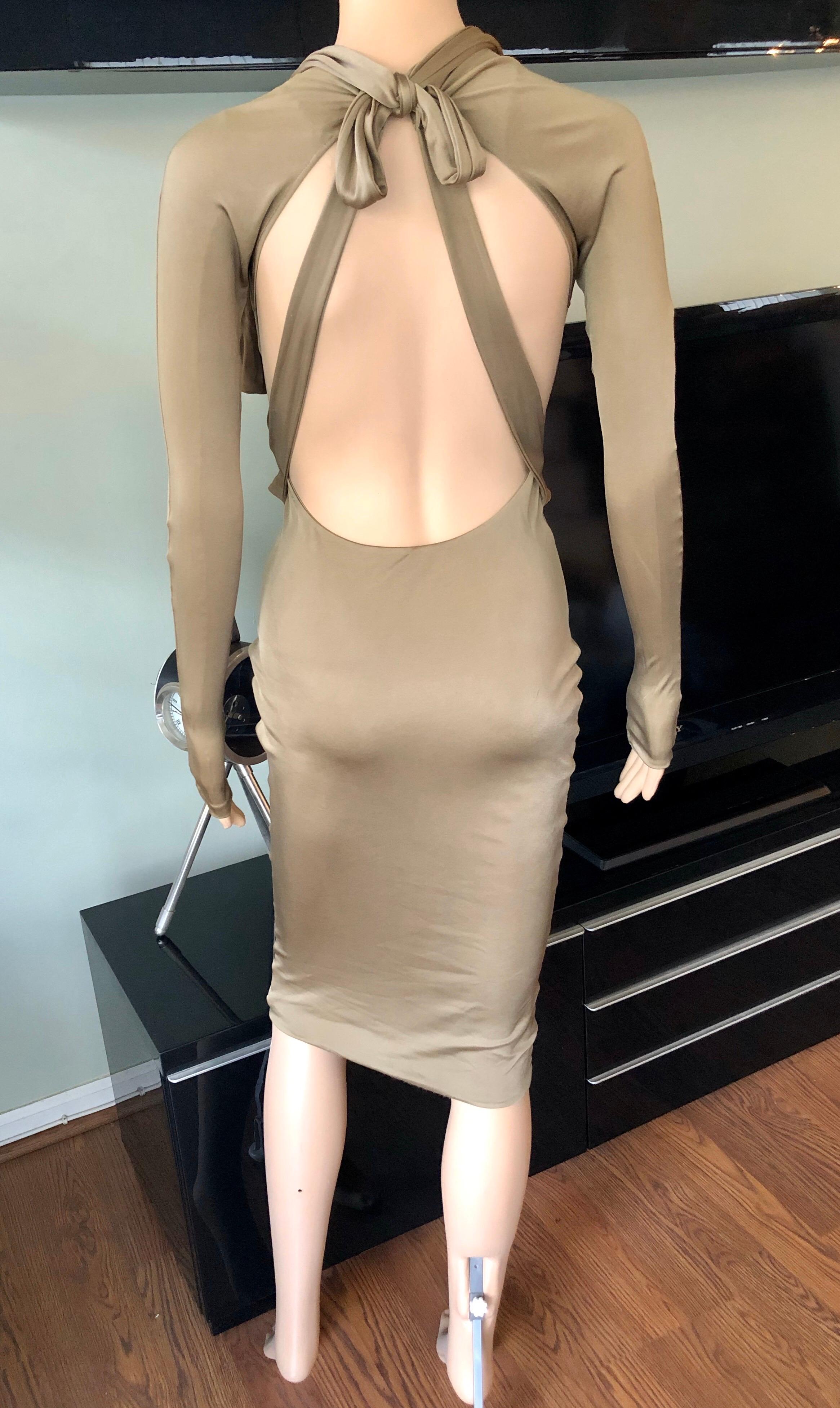 Brown Gucci S/S 2005 Tom Ford Plunging Cutout Backless Bodycon Dress