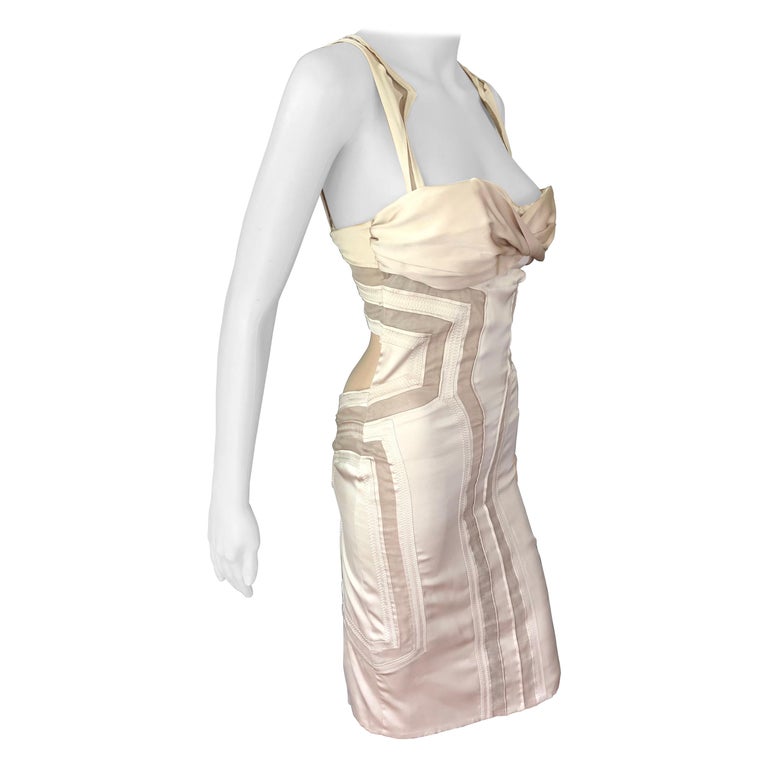 Gucci Pink / Ivory Lace Detail Sleeveless Stretchy Knit Dress