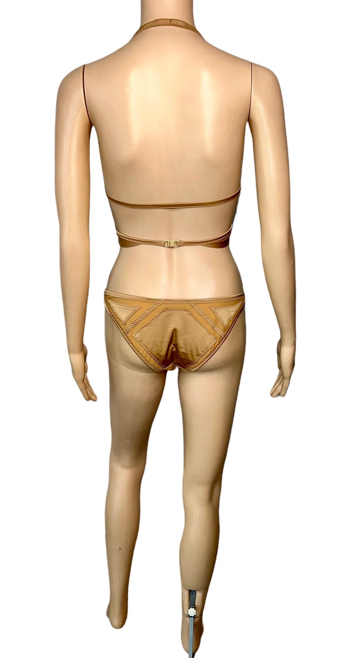 Gucci S/S 2005 Runway Cutout Sheer Panels Two-Piece Bikini Swimsuit Swimwear For Sale 2