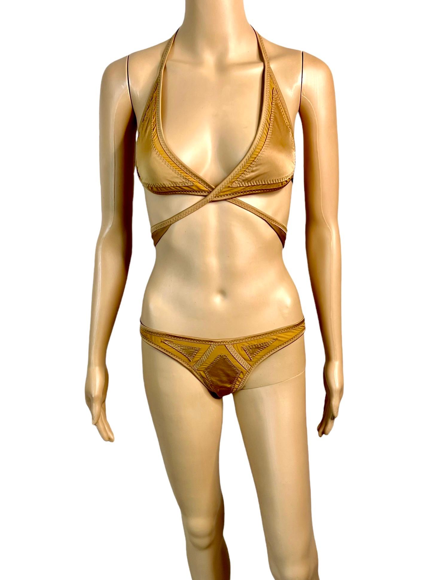 Women's or Men's Gucci S/S 2005 Runway Cutout Sheer Panels Two-Piece Bikini Swimsuit Swimwear