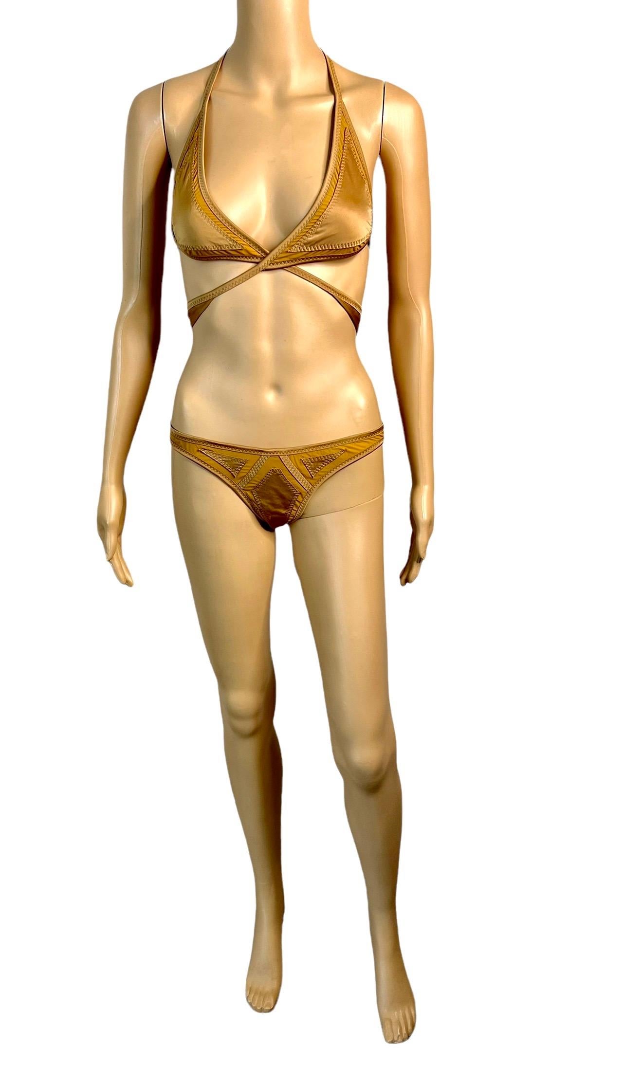 Gucci S/S 2005 Runway Cutout Sheer Panels Two-Piece Bikini Swimsuit Swimwear In Excellent Condition For Sale In Naples, FL
