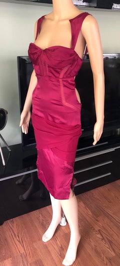 Gucci S/S 2005 Runway Bustier Open Cutout Back Silk Dress