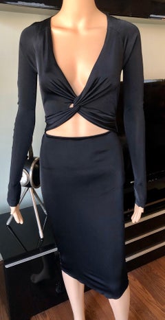 Gucci S/S 2005 Tom Ford Plunging Cutout Backless Bodycon Black Dress