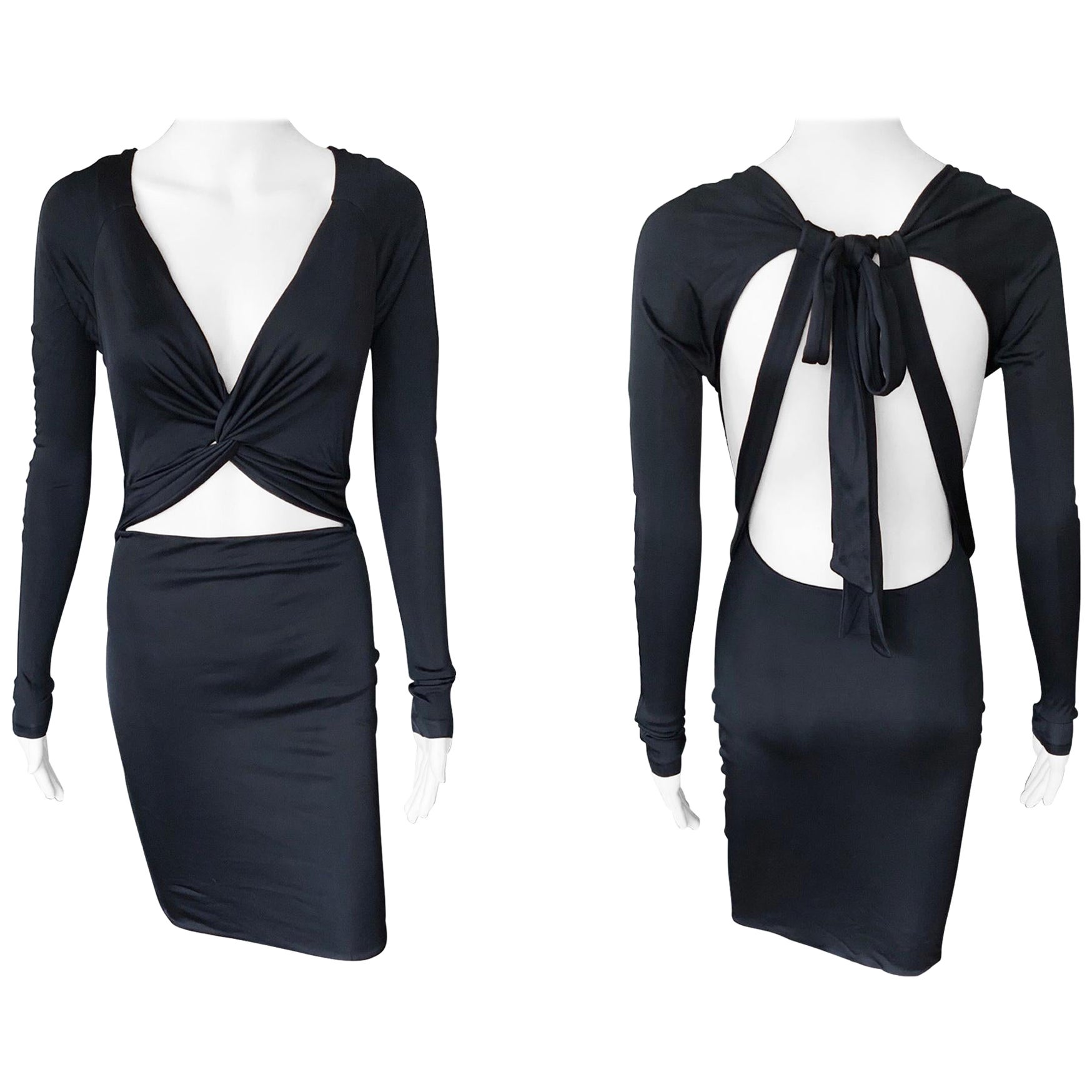 Gucci S/S 2005 Tom Ford Plunging Cutout Backless Bodycon Black Dress