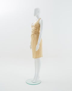 Gucci S/S 2005 vanilla silk plunging halter cutout  cocktail dress