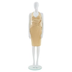 Gucci S/S 2005 vanilla silk plunging halter cutout  cocktail dress