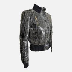 Gucci S/S 2009 Black Python Snakeskin Cropped Bomber Jacket