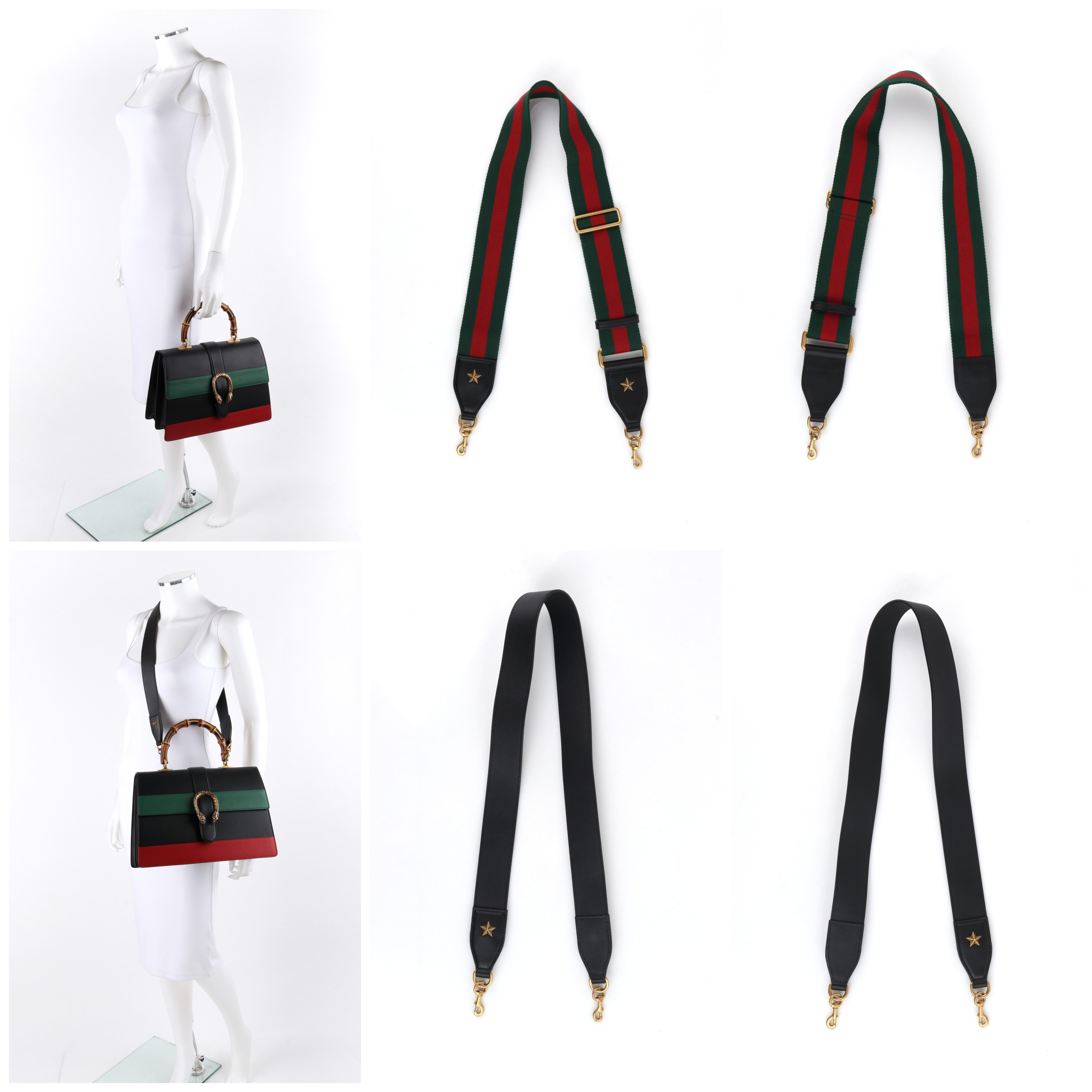 Noir GUCCI P/E 2016 « Dionysus » - Grand sac à main en bambou à rayures vertes:: rouges et noires avec poignée supérieure en bambou NWB