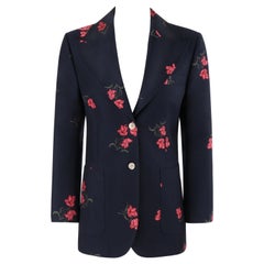 GUCCI Giacca Blazer con colletto a punta in lana verde e rosa blu P/E 2017