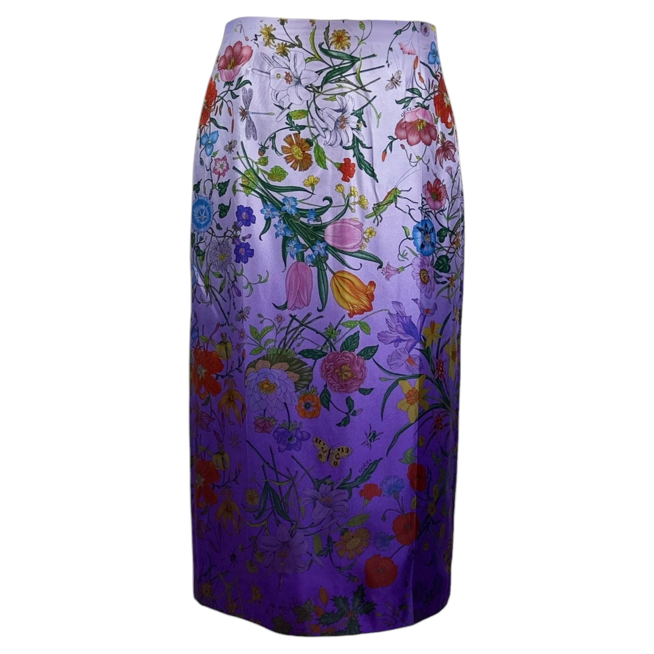 Gucci Sabato de Sarno Silk Flora purple skirt