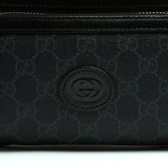 Gucci Sac Ceinture Noir GM Emblem GG Black Monogram Canvas Leather Bag On Belt