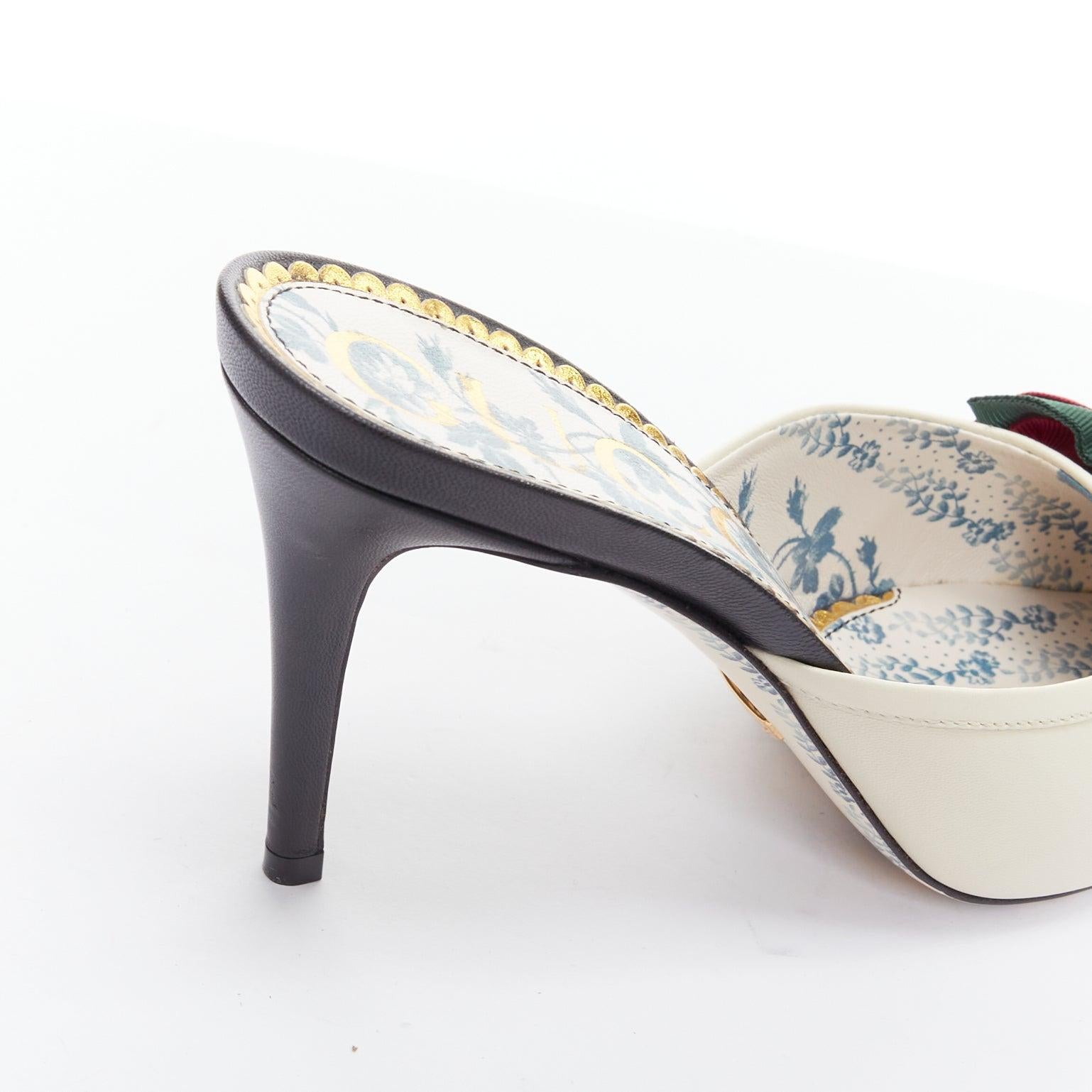 Gucci Sackville bi color leather web bow mule sandals heels EU39 3