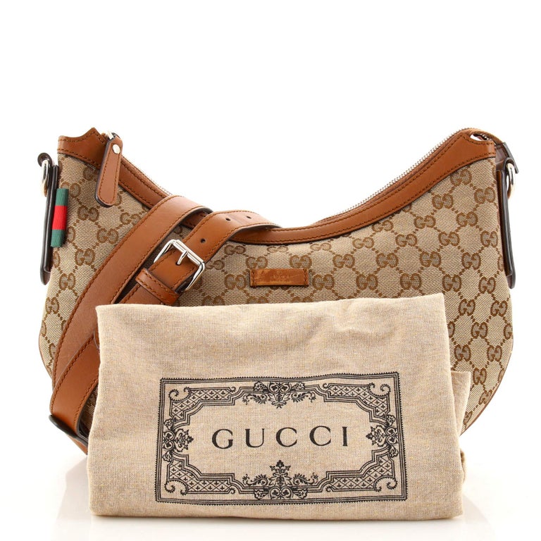 Gucci Saddle Zip Messenger Bag GG Canvas Medium Brown