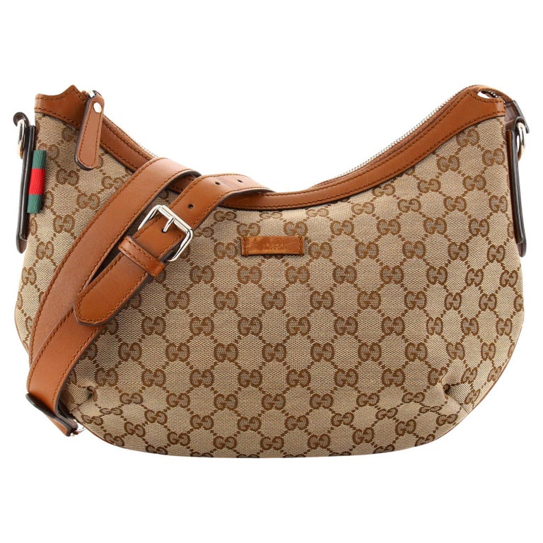 Gucci Saddle Zip Messenger Bag GG Canvas Medium For Sale at 1stDibs