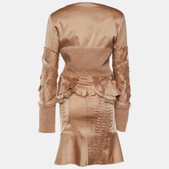 Gucci Salmon Pink Silk Pleated Skirt Suit M/L