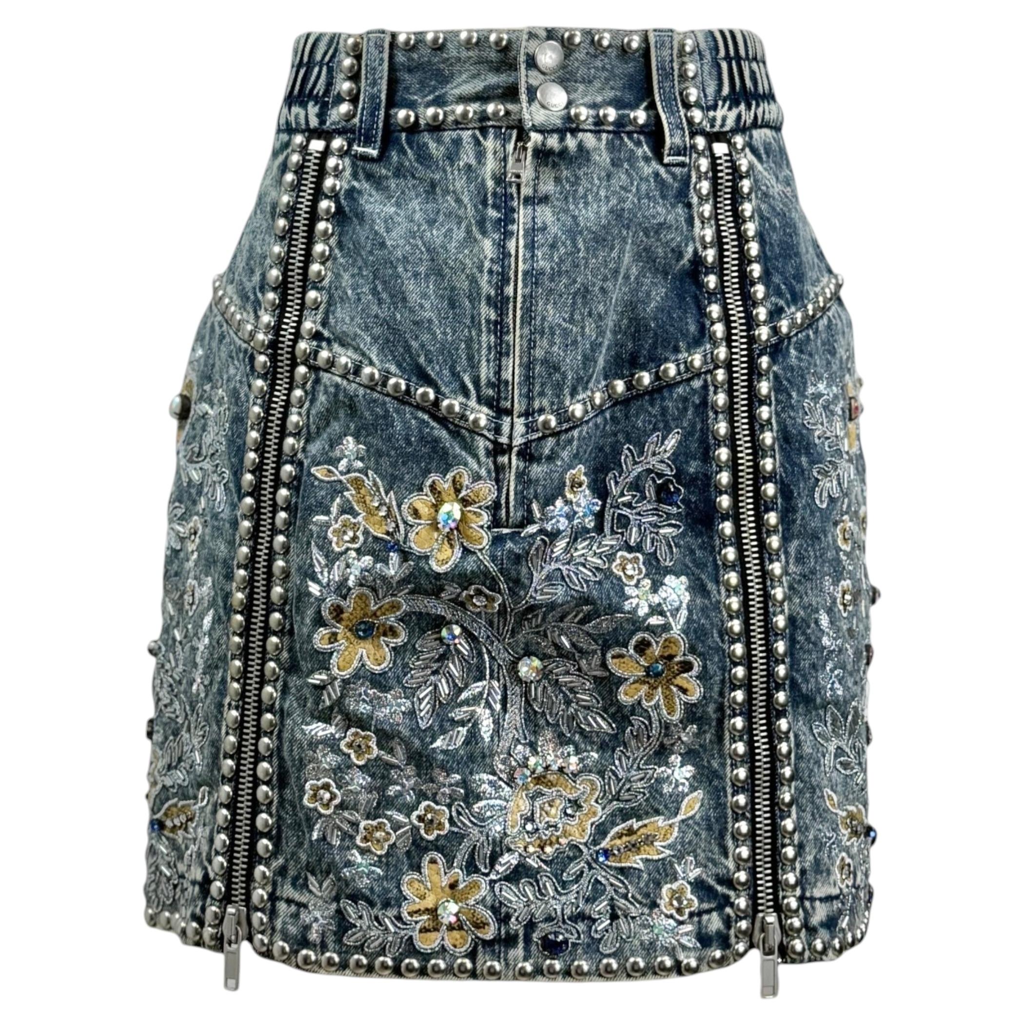 Gucci Salon Alessandro Michele Resort 2023 Look 45 Denim embroidered embellished