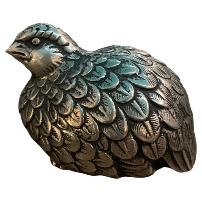 Gucci Salt Shaker in Silver Metal in the shape of a Quail from the 70s