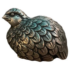 Vintage Gucci Salt Shaker in Silver Metal in the shape of a Quail from the 70s