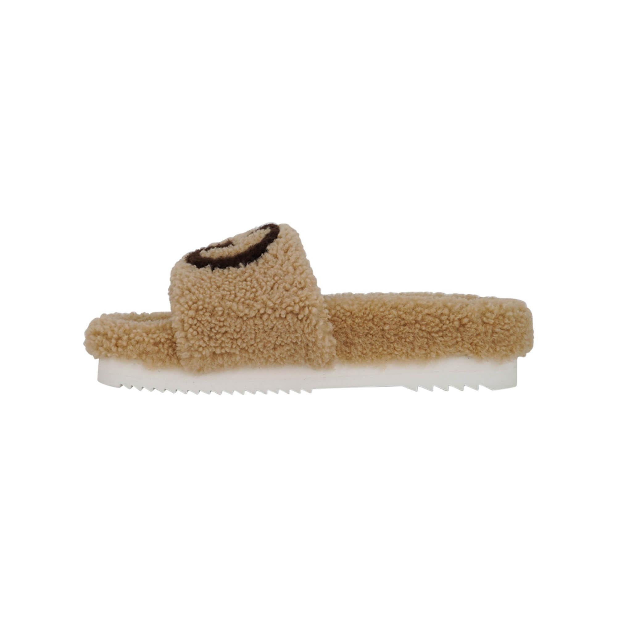 Gucci Sandal Eileen Merino Wool Slide Shoes 38 In New Condition For Sale In Miami, FL