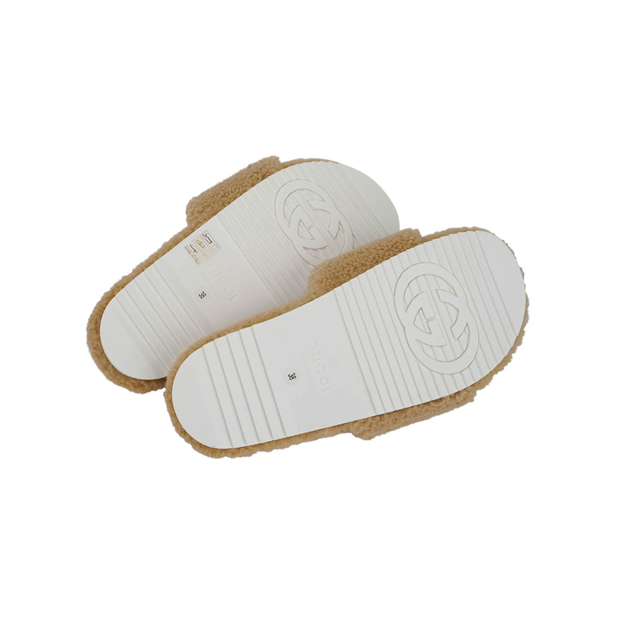 Gucci Sandal Eileen Merino Wool Slide Shoes 38 For Sale 1