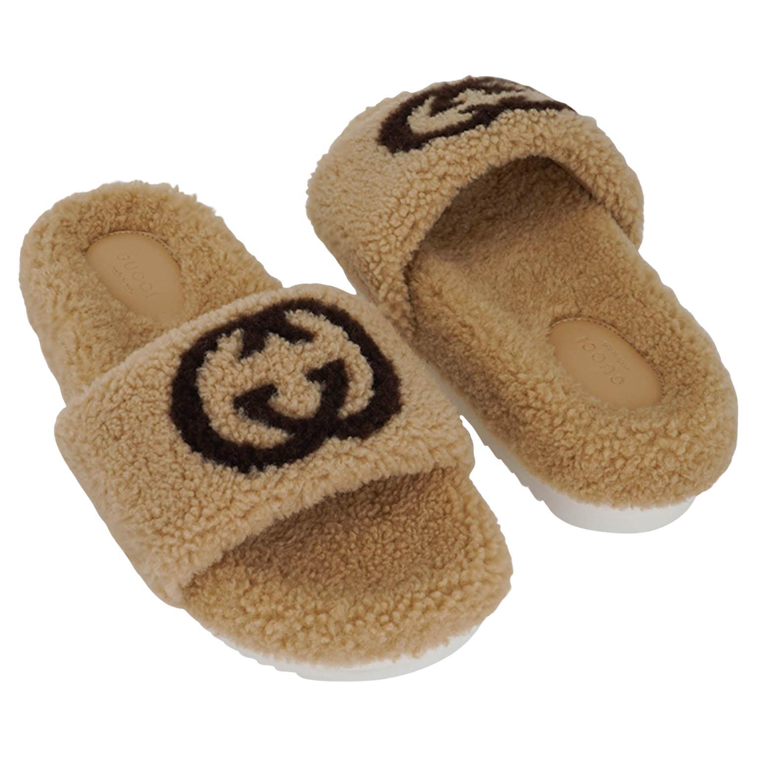 Gucci Sandal Eileen Merino Wool Slide Shoes 38