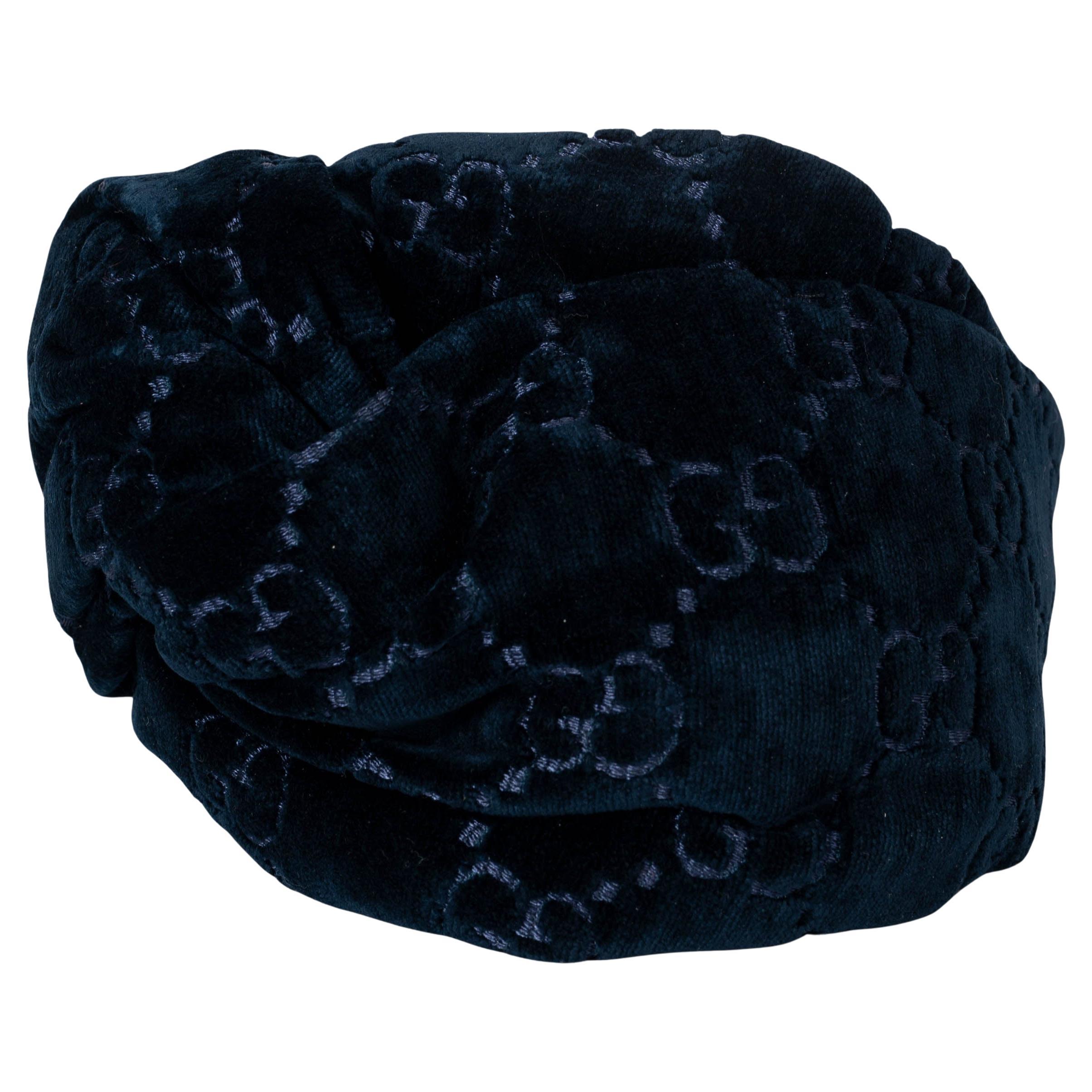 GUCCI sapphire blue GG VELVET Headband One Size
