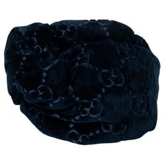 GUCCI sapphire blue GG VELVET Headband One Size