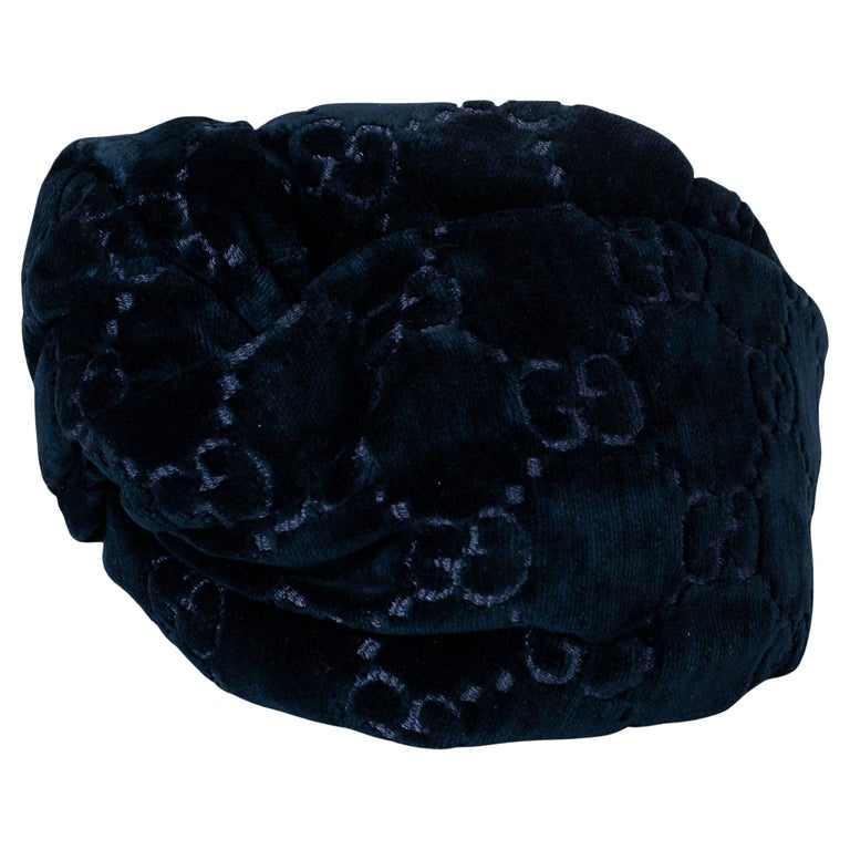 Gucci Navy Monogram Headband/ Turban RARE Gucci Metallic Gold Black GG Women main image 2