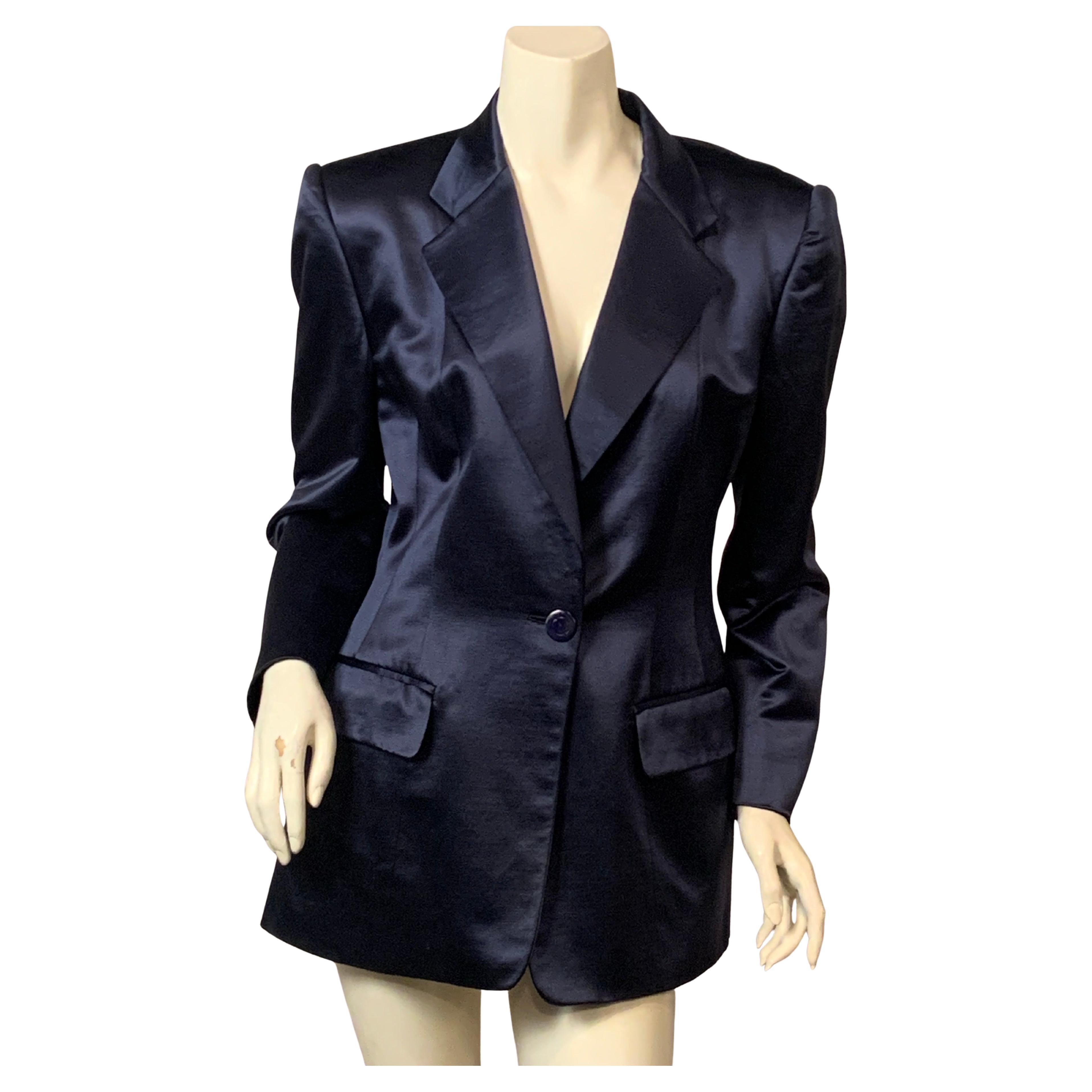 Gucci Giacca in lana e seta blu zaffiro in vendita