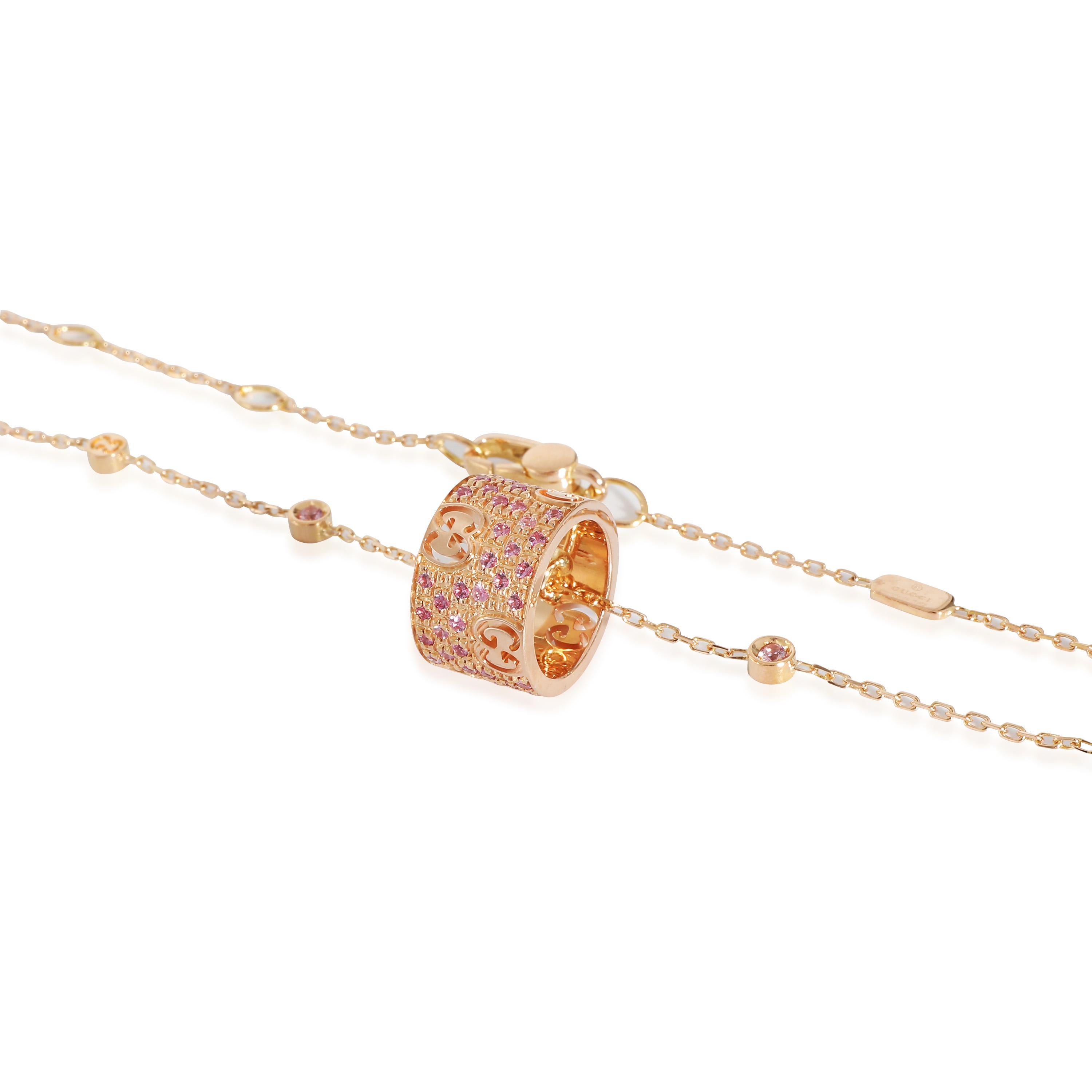 Collana Gucci Sapphire Icon Stardust con zaffiro rosa in oro rosa 18 carati In condizioni ottime in vendita a New York, NY
