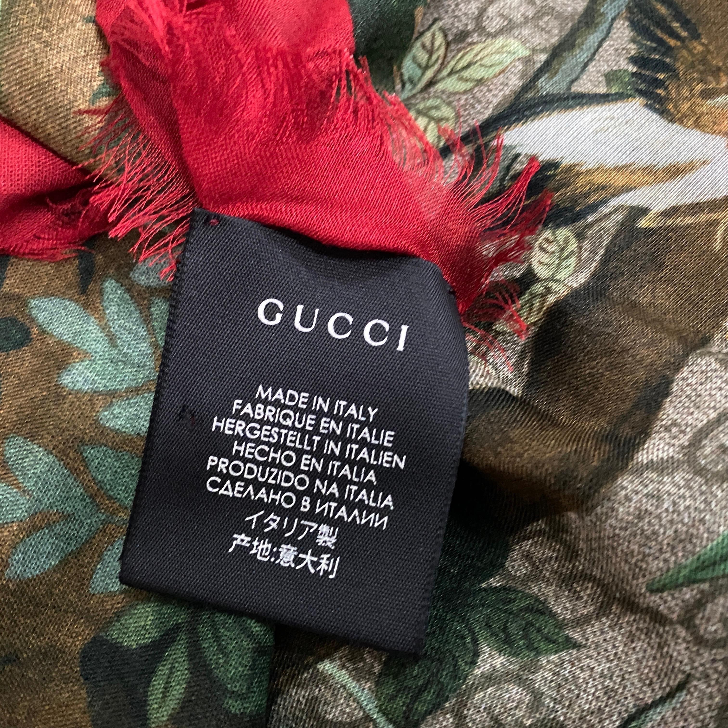 An Iconic Wool and Silk Flora and Fauna Italian Scarf by Gucci 2