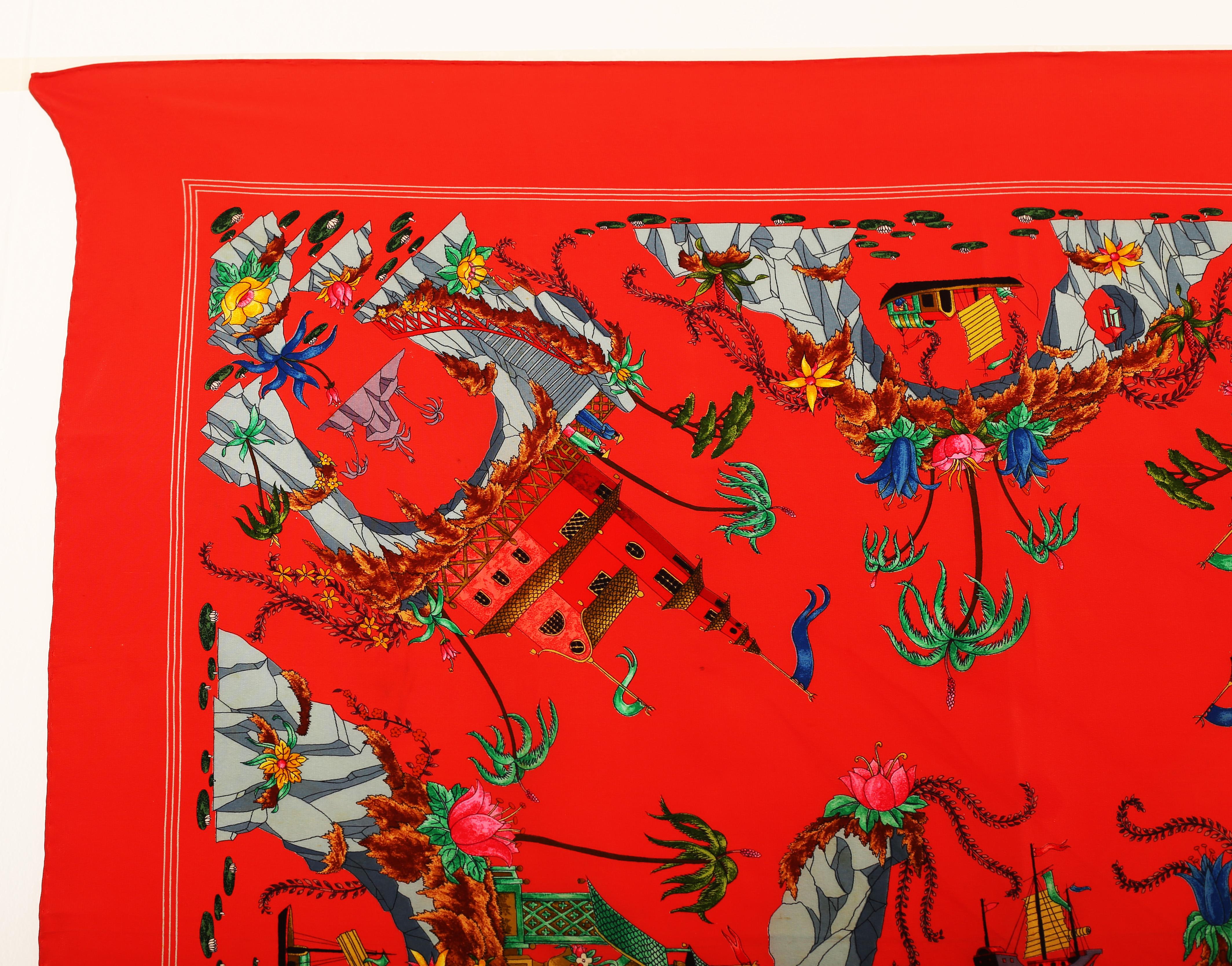 Italian illustrator Vittorio Accornero designed some iconic scarves for Gucci in the late 60s and 70s, and the label’s throwing back to those designs in its latest collection. The usual big branding is stripped back to a single corner on this silk