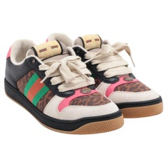 Gucci Screener Leoparden-Leder-Turnschuhe