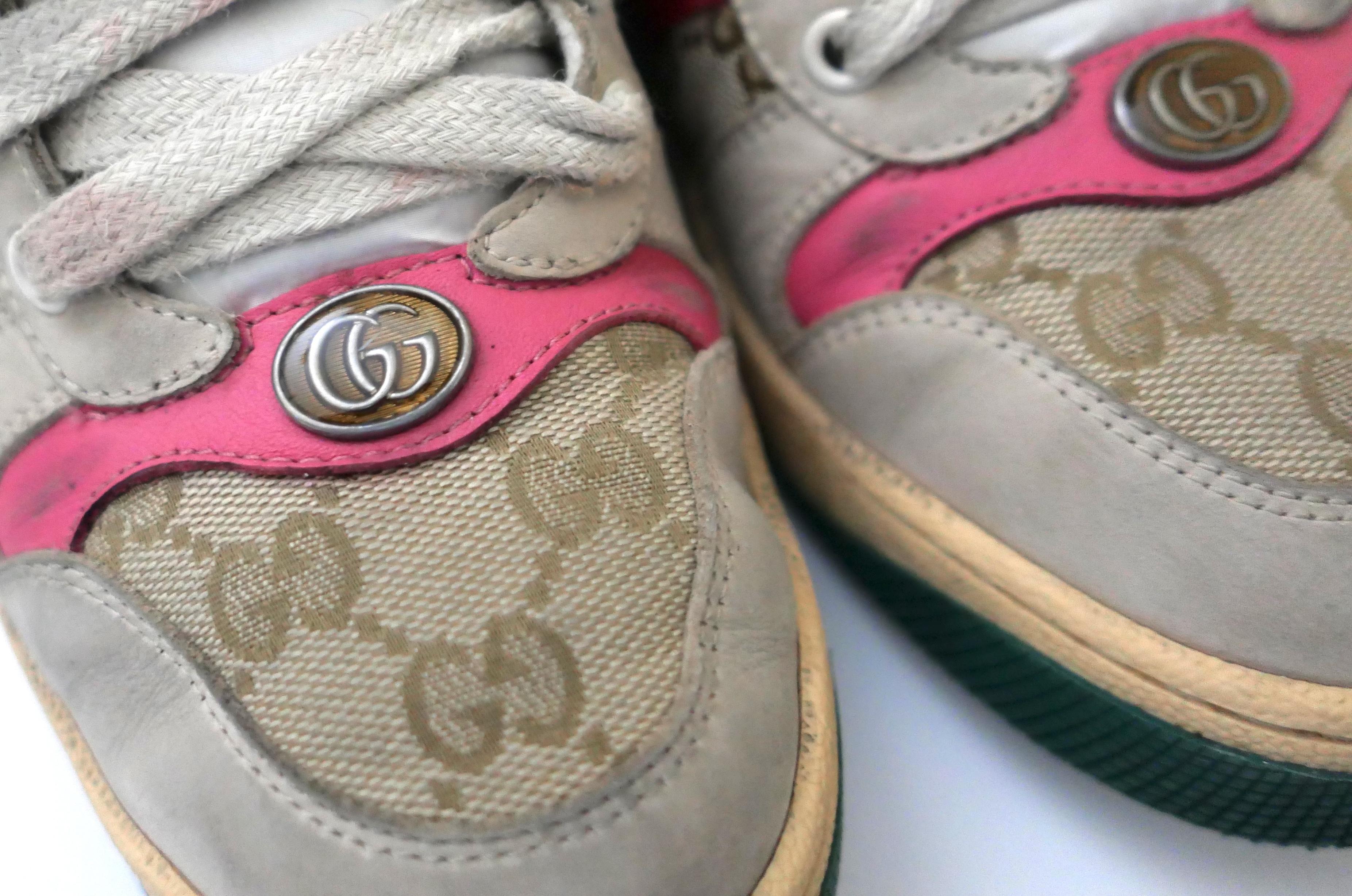 Marrone Gucci Screener - Scarpe da ginnastica dal look vintage in vendita