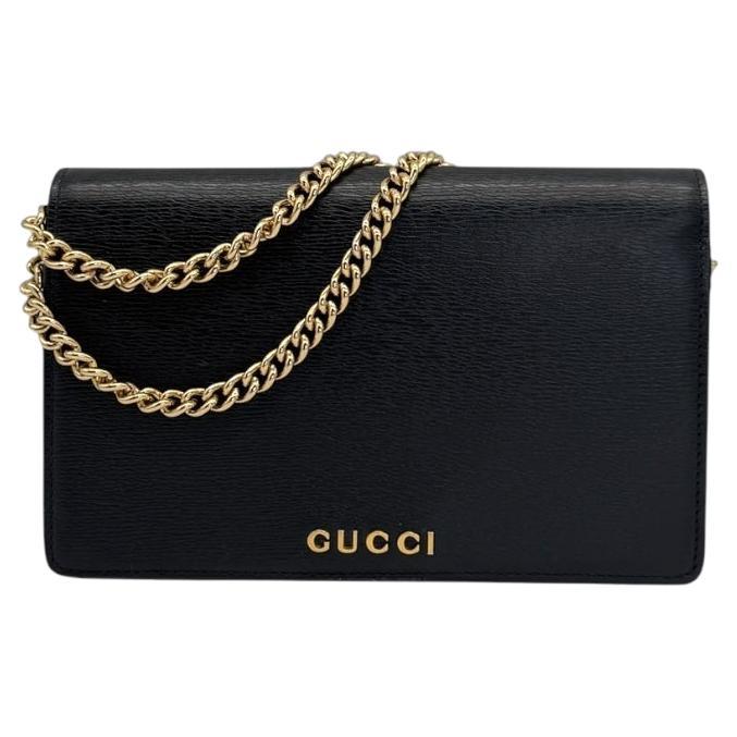 Gucci Script Black Wallet on Chain For Sale