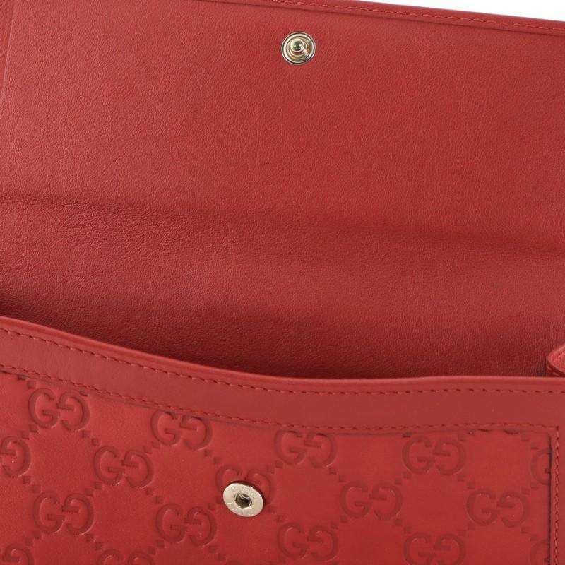 Red Gucci Script Continental Wallet Guccissima Leather Long