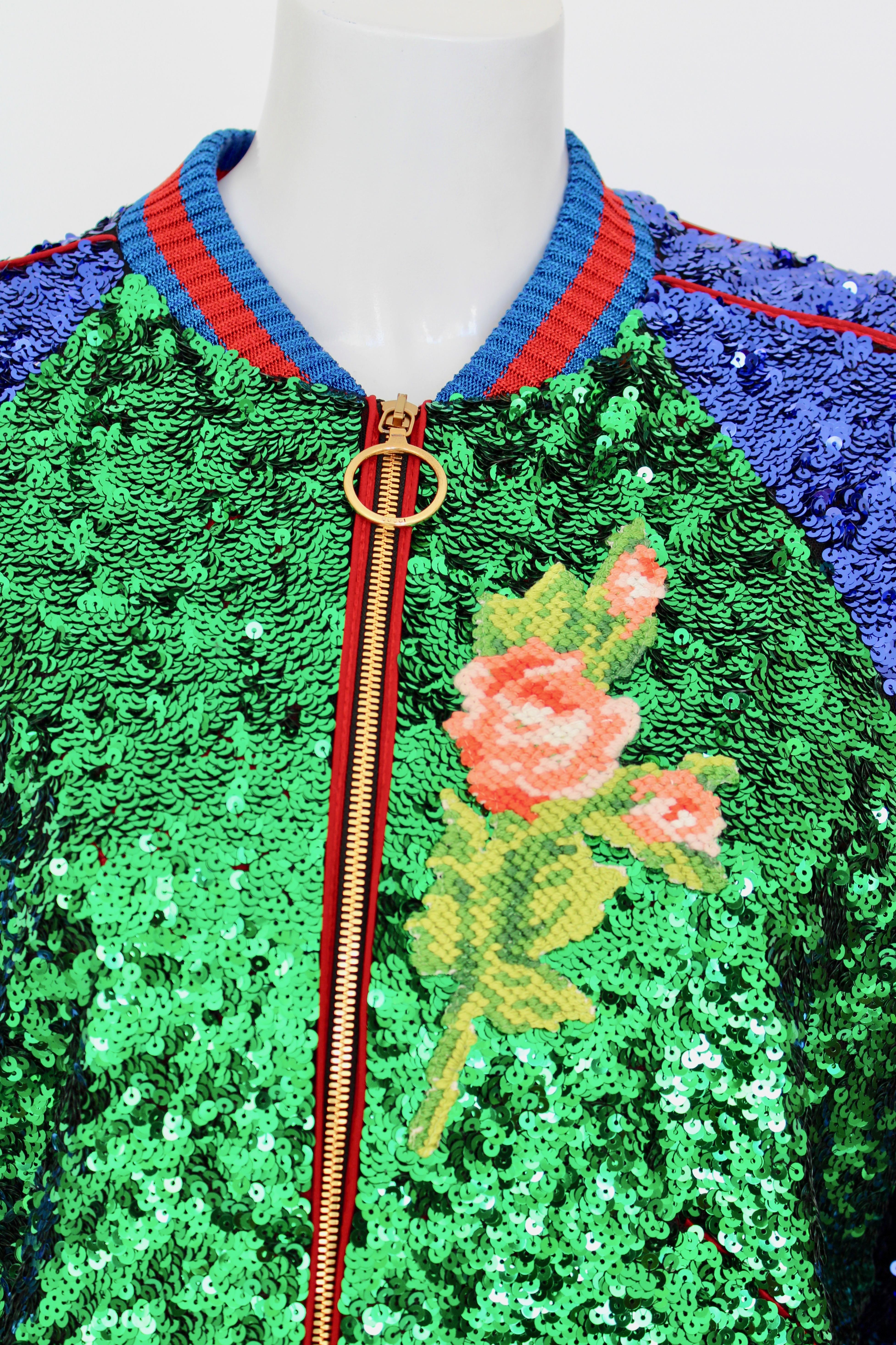 Women's or Men's Gucci sequin embellished bomber jacket For Sale
